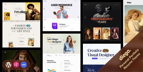 Diego – Creative Personal Portfolio Resume WordPress Theme + RTL