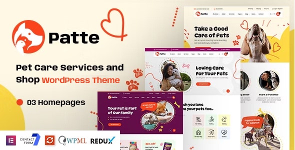 Patte – Pet Care Pet Shop WordPress Theme