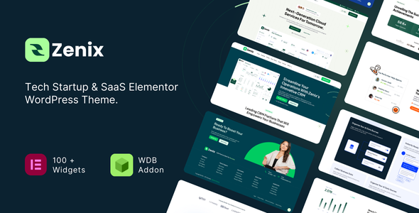 Zenix – Tech Startup SaaS Elementor WordPress Theme